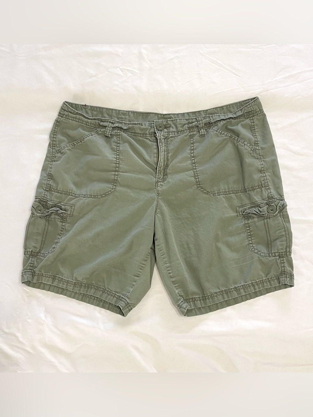 Cargo Long Shorts Faded Glory 2000s Bermudas Olive Green Women’s Plus Size